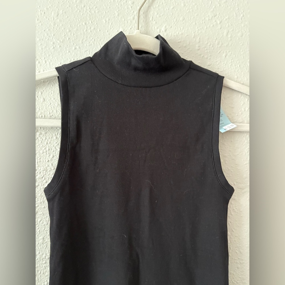 NWT LOFT Black Ribbed Knit Top